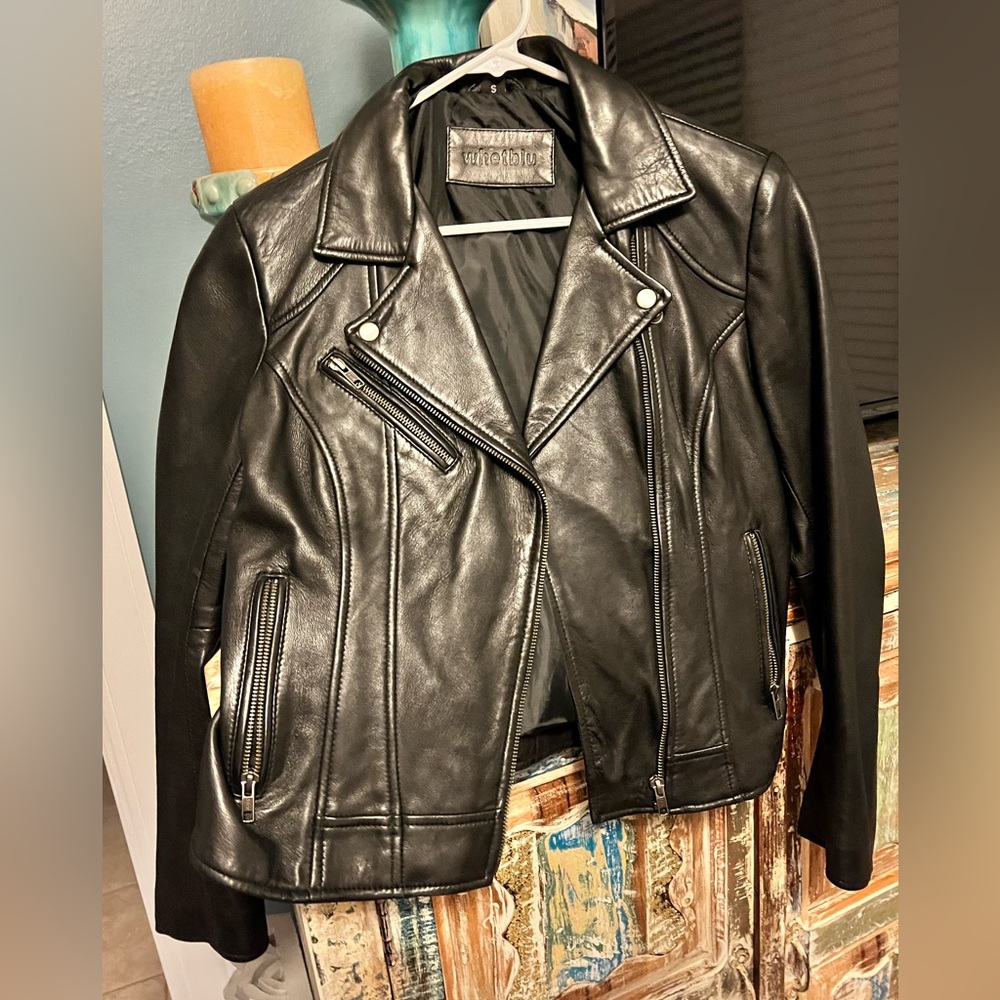 Whetblu leather biker jacket, size small